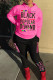 Rose Red Sportswear Letter Printing Hooded Collar Long Sleeve Two Pieces