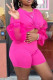 Pink Fashion Casual Solid Patchwork O Neck Long Sleeve Two Pieces