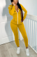 Yellow Street Solid Embroidered Letter Hooded Collar Long Sleeve Two Pieces