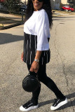 Black Fashion Casual Patchwork Patchwork O Neck Long Sleeve Two Pieces