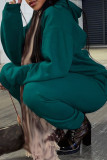 Green Sportswear Letter Print O Neck Long Sleeve Two Pieces