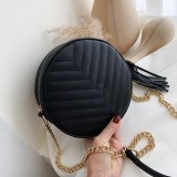 Black Fashion Casual Solid Strap Black Crossbody Bag