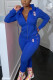 Blue Sportswear Solid Hooded Collar Long Sleeve Two Pieces