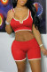 Red Sexy Casual Solid Basic U Neck Sleeveless Two Pieces