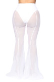 White Fashion Sexy Adult Polyester Solid Split Joint Boot Cut Bottoms
