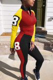 Multicolor Sportswear Print Zipper Collar Long Sleeve Two Pieces