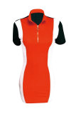 Red Sexy Fashion Cap Sleeve Short Sleeves Turndown Collar Step Skirt skirt Patchwork Print chain