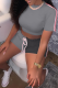Grey Sportswear Solid Patchwork O Neck Short Sleeve Two Pieces