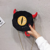 Black Fashion Casual Patchwork Cartoon Chain Strap Crossbody Bag