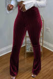 Wine Red Fashion Sexy Adult PVC Solid Pants Boot Cut Bottoms