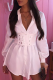 White Sexy Solid Patchwork Turndown Collar Waist Skirt Dresses