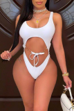 Rose Red Sexy Solid Bandage Swimwears