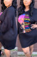 Black Sexy Print O Neck Dresses