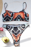 Red Sexy Print Patchwork Party Swimwears