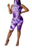 purple Fashion Celebrities adult Patchwork Print Tie Dye Two Piece Suits Straight Sleeveless Two Pieces