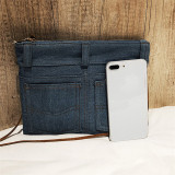 Deep Blue Fashion Casual Splicing Zipper Design Crossbody Bag