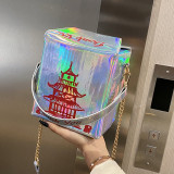 Silver Fashion Casual Letter Print Crossbody Bag