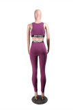 Grey Casual Sportswear Solid Patchwork U Neck Sleeveless Two Pieces