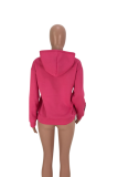 Pink Sweet Print Letter Hooded Collar Tops