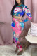 Red Fashion Casual Print Basic O Neck Long Sleeve Two Pieces