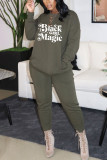 White Sportswear Print O Neck Long Sleeve Two Pieces