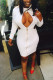 White Sexy Solid Hollowed Out Split Joint Backless Mandarin Collar Pencil Skirt Dresses