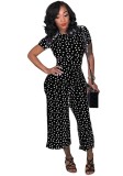 White Polyester Dot Patchwork Print Fashion sexy Jumpsuits & Rompers