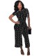 Black Polyester Dot Patchwork Print Fashion sexy Jumpsuits & Rompers