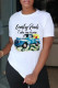 White Fashion Casual Print Pullovers O Neck T-Shirts