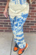 White Fashion Casual Print Regular Mid Waist Pencil Bottoms