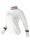 White O Neck Long Sleeve Print Patchwork Long Sleeve Tops