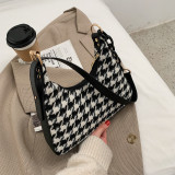 Deep Coffee Fashion Casual Plaid Shoulder Bags