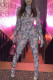 Pink Fashion Print Tie-dye O Neck Regular Jumpsuits