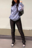 Black Fashion Casual Solid Fold Regular Mid Waist Trousers