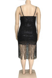 Apricot Fashion adult Sexy Slip Solid tassel Sequin Sequined