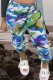 Blue Casual Camouflage Print Split Joint Regular Bottoms