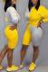 Yellow Sexy Solid Patchwork O Neck Long Sleeve Two Pieces