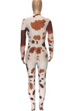 Red Sexy Casual Print O Neck Regular Jumpsuits