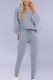 Grey Sexy Solid Split Joint O Neck Long Sleeve Regular Two Pieces