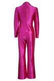 Purple Sexy Solid Patchwork Turndown Collar Long Sleeve Two Pieces