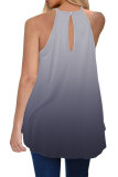 White Red Grey Blue Green Orange Black and white purple Blue and gray O Neck Sleeveless Patchwork Print Gradient Tops