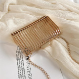 Champagne Fashion Patchwork Solid Chain Strap Crossbody Bag