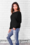 Blue One Shoulder Collar Long Sleeve Striped Tees & T-shirts