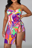 Multicolor Sexy Print Patchwork Swimwears