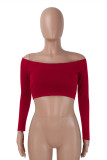Red Sexy Casual Solid Backless Strapless Tops