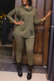 Black Casual Solid Hollowed Out Patchwork Halter Long Sleeve Two Pieces