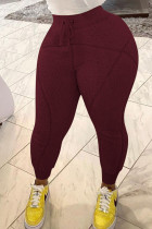 Wine Red Street Solid Skinny Bottoms