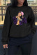 Black Fashion Casual Print Basic O Neck Tops