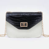 Black And White Fashion Casual Solid Chain Strap Crossbody Bag