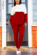 Red Casual Sportswear Geometric O Neck Long Sleeve Two Pieces